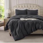 PURE ERA Jersey Knit Duvet Cover Set 100% T-Shirt Cotton Super Soft Comfy 3pc Bedding Set with Zipper Closure (Heather Charcoal Grey, Queen)