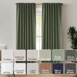 108 Inch Linen Blackout Curtains, Olive Green 9FT Long Pleated Drapes for Living Room Bedroom Floor to Ceiling or Track System, 2 Panels Set