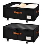 Freebat Under Bed Storage Organizer with Wheels, Underbed Container with Clear Lid Cover, Storage Bag Box with Visiable Window for Clothes, Bedsheet, Pillow, 2 Pack