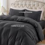 PURE ERA Jersey Knit Duvet Cover Set 100% T-Shirt Cotton Super Soft Comfy 3pc Bedding Set with Zipper Closure (Heather Charcoal Grey, Queen)