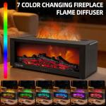 TMEHM Fireplace Flame Air Diffuser Humidifier,7 Colors Aromatherapy Essential Oil Diffuser,Ultrasonic Aroma Humidifier with Timer for Home,Bedroom,Office,Yoga (Black, L)