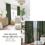 108 Inch Linen Blackout Curtains, Olive Green 9FT Long Pleated Drapes for Living Room Bedroom Floor to Ceiling or Track System, 2 Panels Set