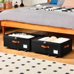 Freebat Under Bed Storage Organizer with Wheels, Underbed Container with Clear Lid Cover, Storage Bag Box with Visiable Window for Clothes, Bedsheet, Pillow, 2 Pack