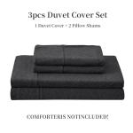 PURE ERA Jersey Knit Duvet Cover Set 100% T-Shirt Cotton Super Soft Comfy 3pc Bedding Set with Zipper Closure (Heather Charcoal Grey, Queen)