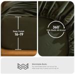 MooMee Bedding Sheet Set 100% Washed Cotton Linen Like Textured Breathable Durable Soft Comfy (Solid Olive Green, Queen)