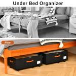 Freebat Under Bed Storage Organizer with Wheels, Underbed Container with Clear Lid Cover, Storage Bag Box with Visiable Window for Clothes, Bedsheet, Pillow, 2 Pack