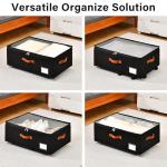 Freebat Under Bed Storage Organizer with Wheels, Underbed Container with Clear Lid Cover, Storage Bag Box with Visiable Window for Clothes, Bedsheet, Pillow, 2 Pack