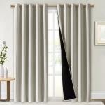 NICETOWN 100% Blackout Window Curtain Panels, Cold and Full Light Blocking Drapes with Black Liner for Nursery, 84" Drop Thermal Insulated Draperies (Natural, 2 Pieces, 70" Wide Each Panel)