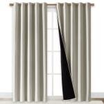 NICETOWN 100% Blackout Window Curtain Panels, Cold and Full Light Blocking Drapes with Black Liner for Nursery, 84" Drop Thermal Insulated Draperies (Natural, 2 Pieces, 70" Wide Each Panel)