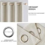 MIULEE 100% Blackout Linen Textured Curtains for Bedroom Solid Thermal Insulated Cream Grommet Room Darkening Curtains & Drapes Luxury Decor for Living Room Nursery 52 x 84 Inch (2 Panels)