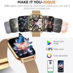 Mindimp Smart Watch for Women(3 Bands), Smartwatch Fitness Tracker with Bluetooth Calls & AI Voice Control, 1.85’’ HD Screen, Heart Rate/SpO2 Monitor, Sleep Tracker, Compatible with Android iOS, Gold