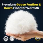 Serta Goose Feathers Down Fiber Comforter Queen Size Duvet Insert,100% Cotton,Hotel Luxury Hypoallergenic Comforter 58oz All Season Medium Warmth 90 x 90 in White