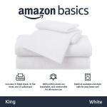 Amazon Basics 4 Piece Bed Sheet Set, 100% Cotton Jersey, Includes Super Soft, Flat and Fitted Sheets, Pillowcase, King, White, Solid