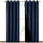 NICETOWN 100% Blackout Curtain Set, Thermal Insulated & Energy Efficiency Window Draperies for Guest Room, Full Shading Panels for Shift Worker and Light Sleepers, Navy Blue, 52W x 84L, 2 PCs