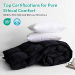 Three Geese Pinch Pleat Waterfowl Feathers and Down Comforter Queen Size Duvet Insert, 1200TC 100% Cotton Fabric, Premium All Seasons BlackGrey Warm Hotel Comforter with 8 Tabs.