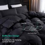 Three Geese Pinch Pleat Waterfowl Feathers and Down Comforter Queen Size Duvet Insert, 1200TC 100% Cotton Fabric, Premium All Seasons BlackGrey Warm Hotel Comforter with 8 Tabs.