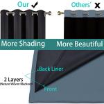 Yakamok 100% Blackout Lined Panels, Thermal Insulated Blackout Curtains for Bedroom, Heat Blocking Drapes for Living Room(52Wx84L, Stone Blue, 2 Panels)