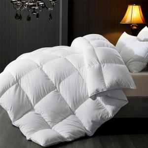 ELNIDO QUEEN® Feather Comforter Full Size, Filled with Feather and Downfiber, Luxurious All Season Fluffy Duvet Insert, Ultra Soft Hotel Collection 100% Cotton Cover Bed Comforter, White 82x86 Inch