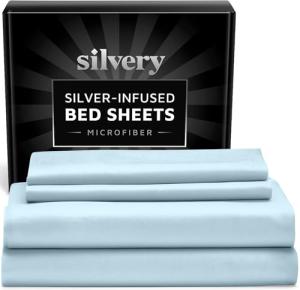 Silvery Silver Infused Bed Sheets Set - Ultra-Soft Temperature-Regulating Fabric with Self-Cleaning Technology™ That Stays Fresh 3X Longer for Hygienic Sleep