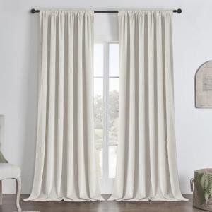 Joydeco White 100% Blackout Curtains 96 Inch 2 Panels, Luxury Thermal White Velvet Curtains for Bedroom Living Room, Soundproof Blackout Window Drapes, Rod Pocket & Back Tab (52W x 96L)