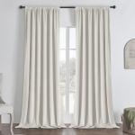 Joydeco White 100% Blackout Curtains 96 Inch 2 Panels, Luxury Thermal White Velvet Curtains for Bedroom Living Room, Soundproof Blackout Window Drapes, Rod Pocket & Back Tab (52W x 96L)