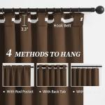 KEQIAOSUOCAI 90 Inch Linen Blackout Curtains 2 Panels Set, 100% Black Out Thermal Insulated Canvas Look Curtain Drapes Chocolate Brown 50 Wide by 90 Length Back Tab Rod Pocket Hook Belt