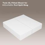 2-Pack Pure Cotton Twin XL Fitted Sheet for Adjustable Bed Split King, 600 TC 16" Deep Pocket Egyptian Cotton Fitted Sheet (2pcs, Twin XL, White)