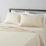Amazon Basics Lightweight Super Soft Easy Care Microfiber Bed Sheet Set with 14" Deep Pockets - Full (Pack of 4), Beige, Solid