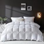 L LOVSOUL Goose Feather Down Fiber Comforter King Size, 100% Organic Cotton Fabric Duvet Insert, 1200TC, 750+FP, Hotel Collection, All Season White Bedding with 8 Tabs