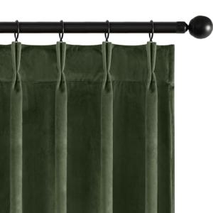 MIULEE Olive Green Velvet Curtains 84 inches Long, Pinch Pleated Blackout Drapes with Hooks, Thermal Insulated Pinch Pleat Panels for Bedroom Living Room, 2 Panels