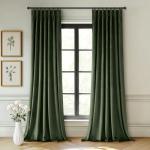 MIULEE Olive Green Velvet Curtains 84 inches Long, Pinch Pleated Blackout Drapes with Hooks, Thermal Insulated Pinch Pleat Panels for Bedroom Living Room, 2 Panels