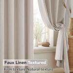 Deconovo 100% Blackout Curtains for Living Room, Double-Side Room Darkening Curtains for Bedroom, Faux Linen Drapes (Linen, W52 x L84, 2 Panels)