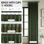 MIULEE Olive Green Velvet Curtains 84 inches Long, Pinch Pleated Blackout Drapes with Hooks, Thermal Insulated Pinch Pleat Panels for Bedroom Living Room, 2 Panels