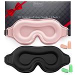 BeeVines 2 Pack 3D Contoured Sleep Mask Sleeping Eye Masks for Lash Extensions, Night Molded Mask with Adjustable Strap, 100% Block Light Eye Shade Cover for Traveling Yoga Nap