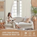 LAMIT Natural 100% Blackout Linen Curtains, 63 Inches Linen Textured Thermal Bedroom Curtains Back Tab and Rod Pocket Neutral Panels with White Liner for Farmhouse, 2 Panels, 60 x 63 Inch, Ivory