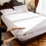 LBRO2M 1000 Thread Count 100% Cotton Sheets Set,King Size Bed Sheet 4 Piece Sets,Long Staple,16 Inches Deep Pocket,All Season,Bedding Super Soft Comforterble Breathable,Sateen Weave(White)