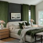 MIULEE Olive Green Velvet Curtains 84 inches Long, Pinch Pleated Blackout Drapes with Hooks, Thermal Insulated Pinch Pleat Panels for Bedroom Living Room, 2 Panels