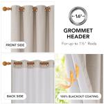 Deconovo 100% Blackout Curtains for Living Room, Double-Side Room Darkening Curtains for Bedroom, Faux Linen Drapes (Linen, W52 x L84, 2 Panels)