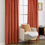 MIULEE Velvet Curtains 84 inches 2 Panels - Luxury Burnt Orange Blackout Curtains for Bedroom Living Room Thermal Insulated Super Soft Window Drapes Rod Pocket & Back Tab, Terracotta Rust Fall Decor