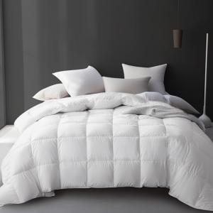 Hotel Grand Luxury White Goose Feather Down Fiber Comforter King Size, 100% Cotton All Season Duvet Insert King, Fluffy Medium Warmth Bedding Comforter with 8 Corner Loops, White 106x90 Inch