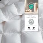 Hotel Grand Luxury White Goose Feather Down Fiber Comforter King Size, 100% Cotton All Season Duvet Insert King, Fluffy Medium Warmth Bedding Comforter with 8 Corner Loops, White 106x90 Inch