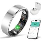 BIEMHA Smart Ring Health Tracker, Sleep/Exercise Monitoring, iOS/Android Compatible, IP68 Water Resistance, No Subscription Required, 5-Day Battery Life, Suitable for Both Women and Men (Silver, 9)