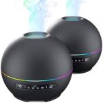 THIMONES 2 Pack Essential Oil Diffuser for Home - 200ml Ultrasonic Aromatherapy Diffuser with 4 Timers & 7 Colors Night Lights, 20dB Quiet Working for 10 Hours (Black+Black)