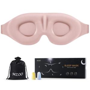 MZOO Luxury Sleep Eye Mask for Side Sleeper Men Women, Zero Eye Pressure 3D Sleeping Mask, Light Blocking Patented Design Night Blindfold, Soft Eye Shade Cover for Travel, Pink