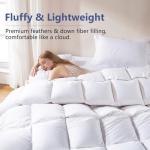DOWNCOOL Feather Down Fiber Comforter King Size, 100% Cotton Ultra Soft Fluffy Duvet Insert King, All Season Luxurious Hotel Bedding Comforters with Corner Tabs, White 106"x90"