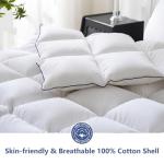 DOWNCOOL Feather Down Fiber Comforter King Size, 100% Cotton Ultra Soft Fluffy Duvet Insert King, All Season Luxurious Hotel Bedding Comforters with Corner Tabs, White 106"x90"