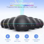 THIMONES 2 Pack Essential Oil Diffuser for Home - 200ml Ultrasonic Aromatherapy Diffuser with 4 Timers & 7 Colors Night Lights, 20dB Quiet Working for 10 Hours (Black+Black)