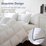 DOWNCOOL Feather Down Fiber Comforter King Size, 100% Cotton Ultra Soft Fluffy Duvet Insert King, All Season Luxurious Hotel Bedding Comforters with Corner Tabs, White 106"x90"