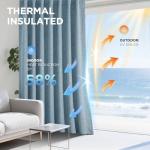 Joydeco Blackout Curtains for Bedroom - 96 Inch Long 100% Light Blocking 2 Panels Sky Blue Drapes, Thermal Insulated Room Darkening Curtains, Linen Textured for Living Room, Rod Pocket & Back Tabs