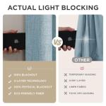 Joydeco Blackout Curtains for Bedroom - 96 Inch Long 100% Light Blocking 2 Panels Sky Blue Drapes, Thermal Insulated Room Darkening Curtains, Linen Textured for Living Room, Rod Pocket & Back Tabs